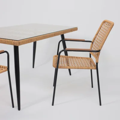 Стол садовый BERGAMO,1400*800*750, сталь-черная/ стекло 5мм_6