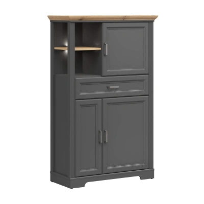 Н.м. "JASMIN" шкаф REG3D1S с подсветкой, к.Графит+Дуб артизан/ф.Графит фотография