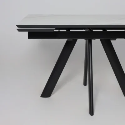 Стол JACK-120, раздвижной 120(30+30)х80, МРАМОР СВЕТЛЫЙ - COMPAKT CER/Черный_10