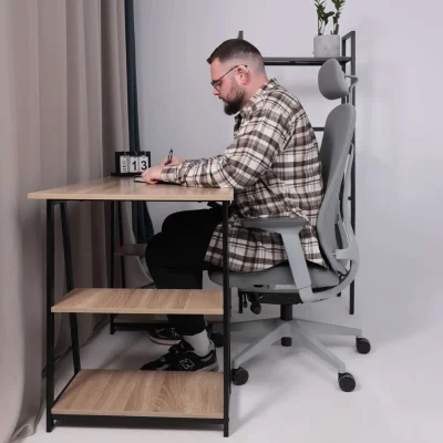 Кресло поворотное VORTEX, серая ткань/белый полиамид, коллекция AKSPRIME_11