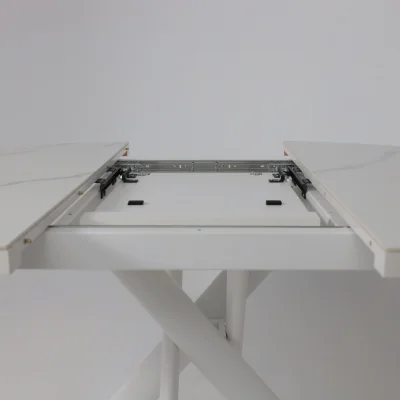 Стол RONALDO-120, круглый раздвижной 120(160), PATAGONOA BIANCO GLOSS PREMIUM CER/Белый_11