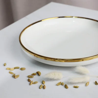 Тарелка MOONSHINE, керамика, белый+золото, 20,5*3,2см_4