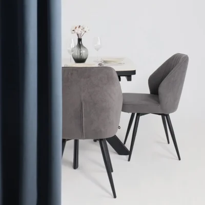 Стол LEONEL-110, раздвижной 110(145)х80, COROLLA WHITE GLOSS ST CER/Черный_3