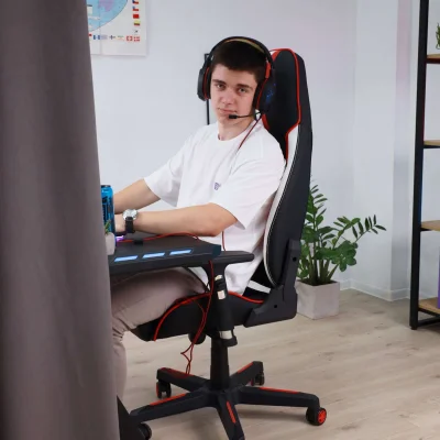 Кресло поворотное BOLID, ECO, черный/белый/красный_14