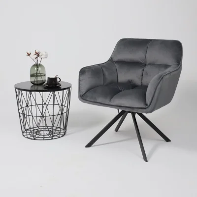 Кресло VIRGINIA, поворотное, велюр, тем.-серый HCJ-40/черный_3