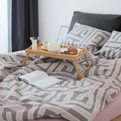 Комплект постельного белья 1,5СП поплин набивной (серо-коричневый, геометрия 31) фотография