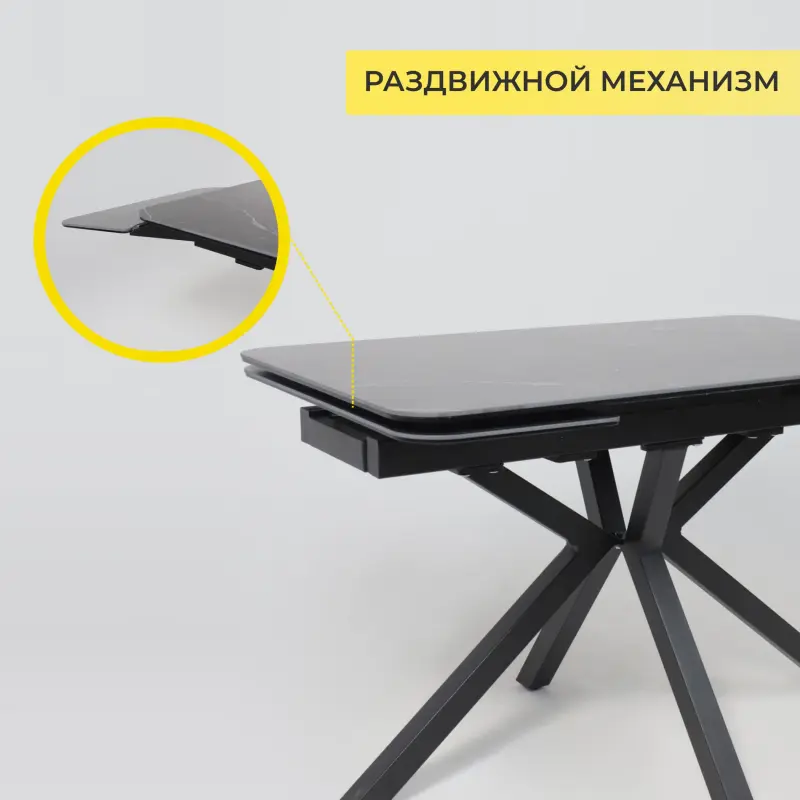 Стол РЕЙН NEW,керамика 0 кат. 1400(2040)*900, Камень черный Greys Black/Черный матовый_preview_4
