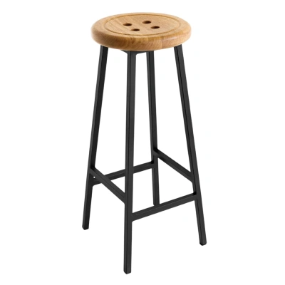 Стул барный BUTTON-78 натуральный/черный_1