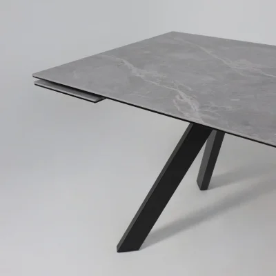 Стол МОНАКО NEW,керамика 0 кат. 1600(2240)*900, Камень серый Greys Grey/Черный матовый_14