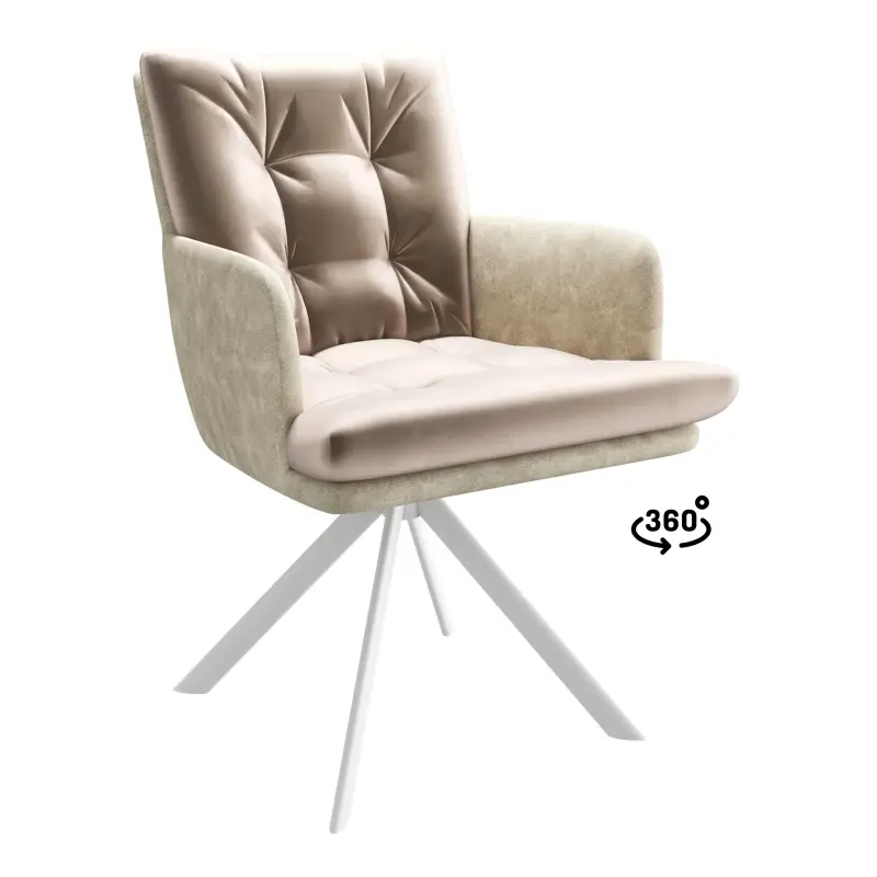 Стул CHARLES-R 360, d07 PEARL GREY LUX - MILK замша lux\белый фотография