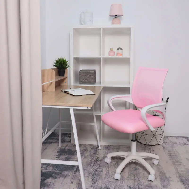 Кресло рабочее, поворотное RICCI, white, розовый_preview_9