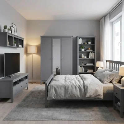 Спальня Сага, серый. Комплект №5_3