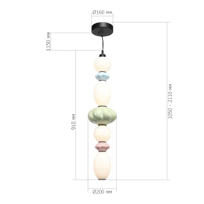 Светильник подвесной ST-Luce черный/зеленый, розовый, синий, опаловый LED 1*32W 3000K FLORENTINI_4