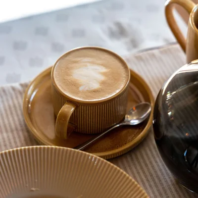 Чайный набор SRTIA, фарфор, пшеничный, кружка 200мл + блюдце_5