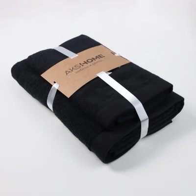 Набор полотенец махровых TANUKI, 2 шт (50*90см+70*140см), черный, 19-0303_3