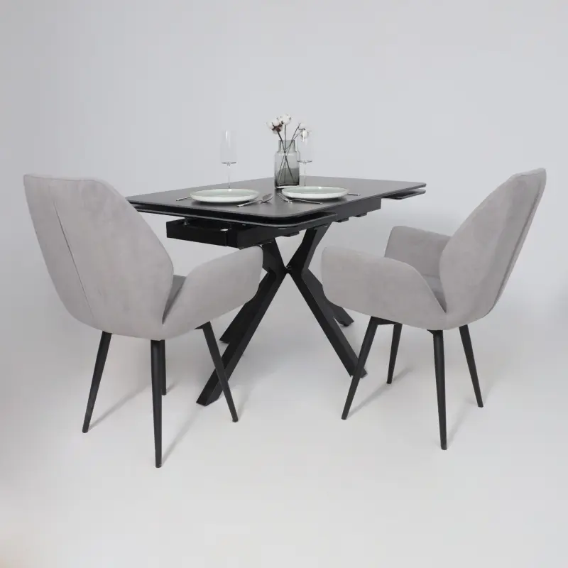 Стол РЕЙН NEW,керамика 0 кат. 1400(2040)*900, Камень черный Greys Black/Черный матовый_preview_9