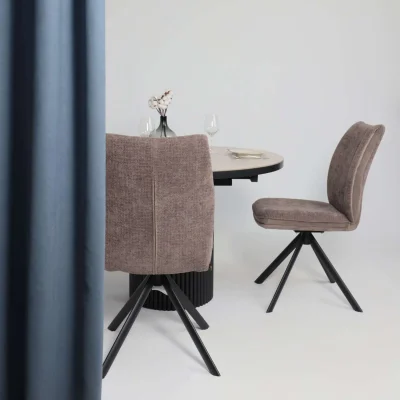 Стол ASKAR ROUND SLIDE-116, раздвижной круглый 116(156), BAYONA IVORY PREMIUM CER/Черный_3