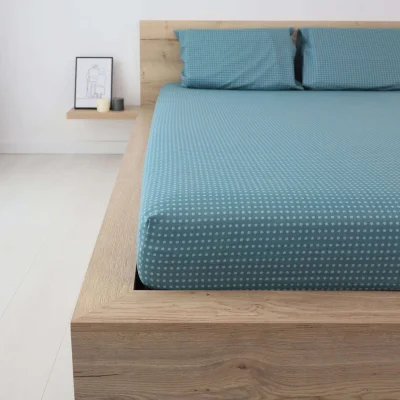 Простыня на резинке 180*200*20 см Зелёный горошек IM1025 (поплин) фотография