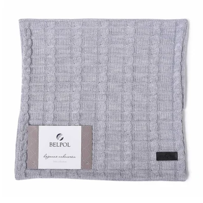 Наволочка вязаная "Косы" 40*40, цвет сумерки фотография