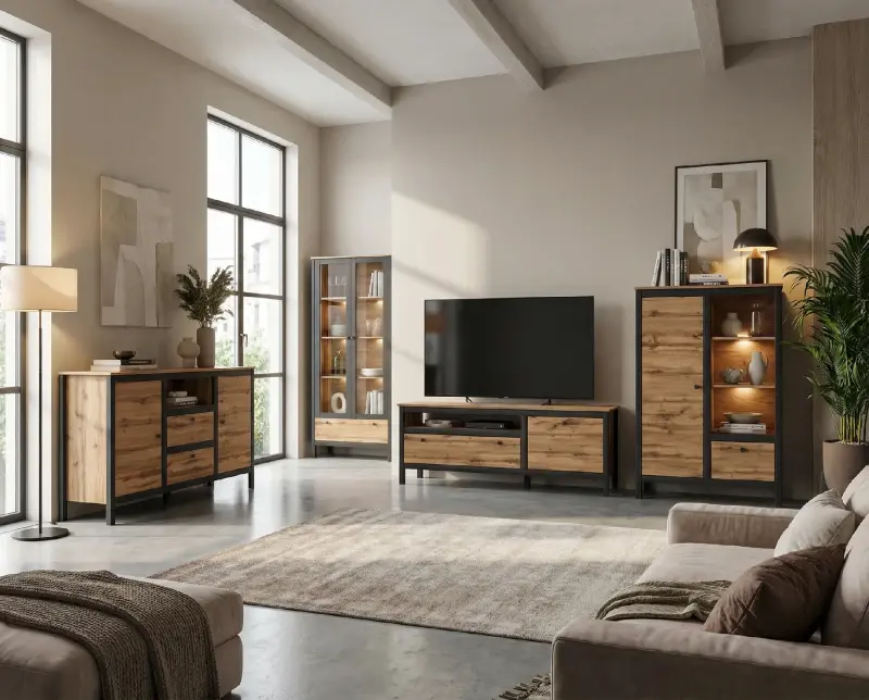 Гостиная LOFT, дуб вотан. Комплект №1 фотография