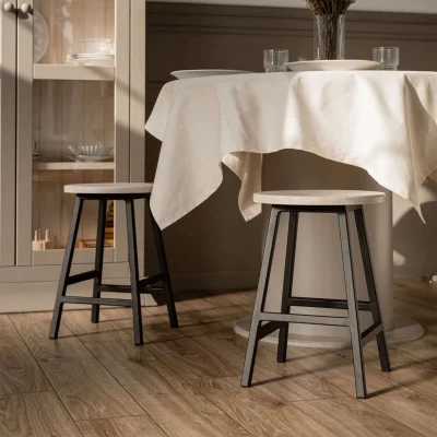 Табуреты круглые для кухни деревянные, комплект 2 шт, SMH-245 беленый дуб_3