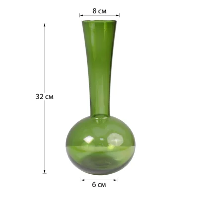 Ваза стеклянная FLORA, зеленый, 8*32см_6