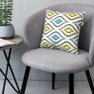 Подушка декоративная МАТЕХ FANTASY РЕТРО 2, р-р 33*33*10. Цвет голубой/желтый, арт. 31-420_10