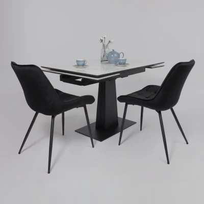 Стол AV 2119, МДФ+керамика, раздвижной 1200 (1800)*800 белый, глянцевый CARLA LARKIN /черный_5