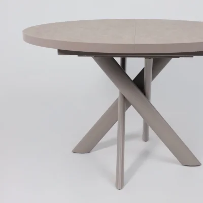Стол RONALDO-120, круглый раздвижной 120(160), БЕЖЕВЫЙ КАМЕНЬ-HPL/Капучино_8
