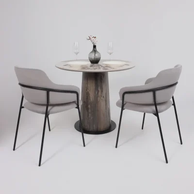 Стол AV 2317, МДФ+керамика, нераздвижной 900 белый, глянцевый PANDORA/черный+HPL Ипанема_5