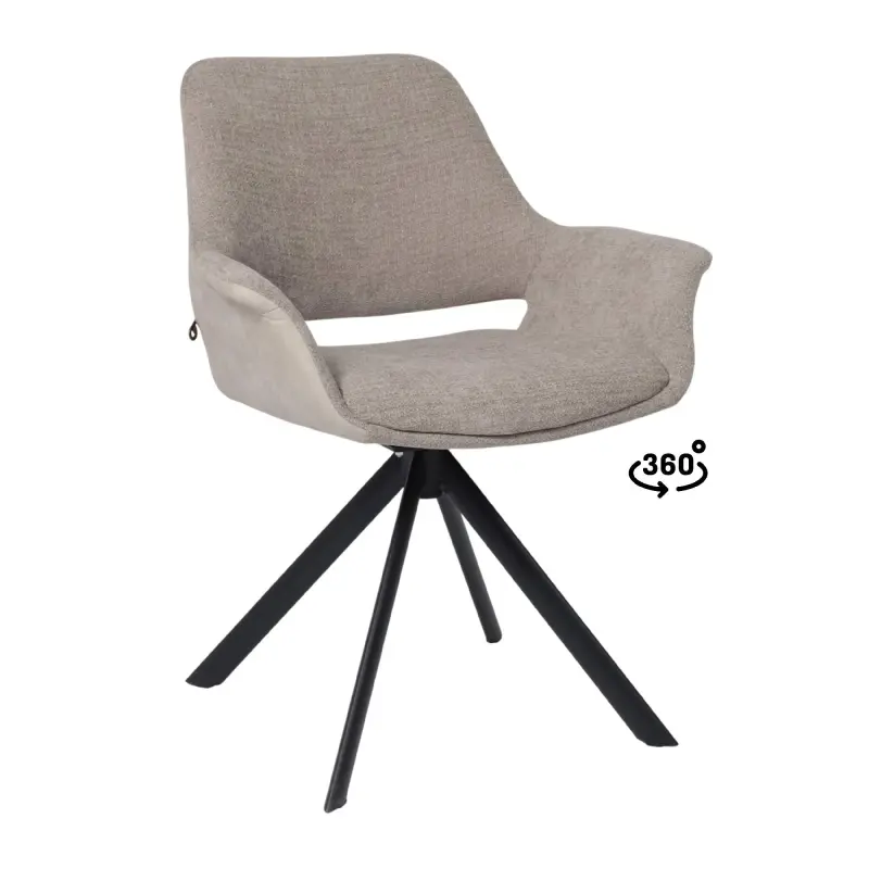 Стул OFFY-R 360, g05 GREY BEIGE шенилл LUX - Milk замша LUX\черный фотография