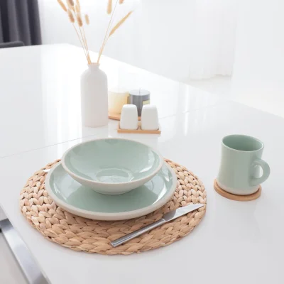 Блюдо STONE CLAY, керамика, светло-зеленый, d26*3см_8