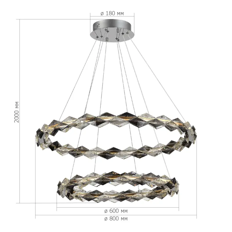 Люстра подвесная ST-Luce Хром/Прозрачно-Дымчатый LED 1*45W 3000K DIAMANTA_preview_4