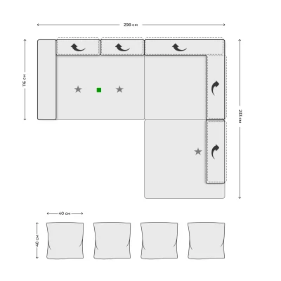 Диван SATELLITE-S арт.2,5LKV-KORKV (4 декор.подушки 40х40) фотография