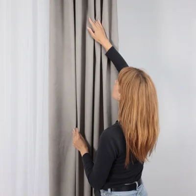 Штора "Канвас" 2х2,7м  на люверсах, цвет серый (арт.906-14)_2