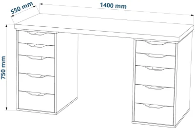 Стол письменный Ингар 2/55, дуб беленый / белый, 1400*750*550_3