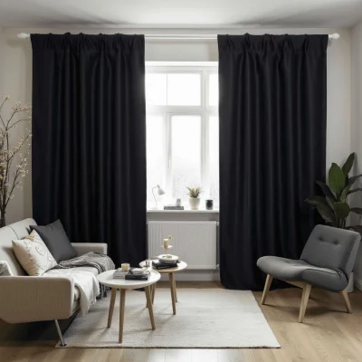 Штора "Блэкаут" 2х2,7м на универсальной ленте, цвет чёрный янтарь (арт.888-20) фотография