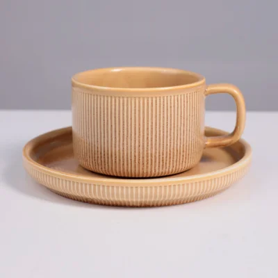Чайный набор SRTIA, фарфор, пшеничный, кружка 200мл + блюдце_10