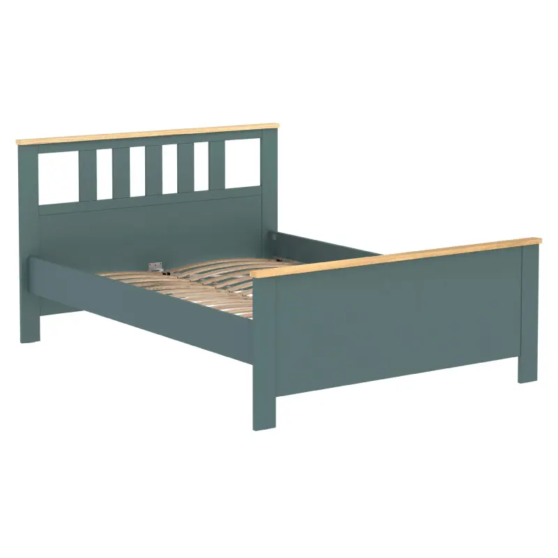 Кровать двойная САГА 140*200, темно-бирюзовая/ясень (2.08.04.220.16 RU) фотография