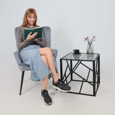 Кресло ODA, серый велюр HCJ-40/черный_3