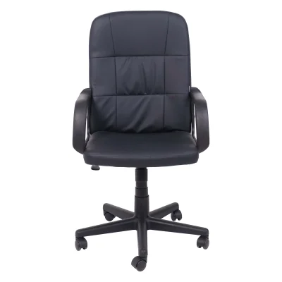 Кресло рабочее, поворотное LEONIDAS, пластик,кож.зам (чёрный)_2