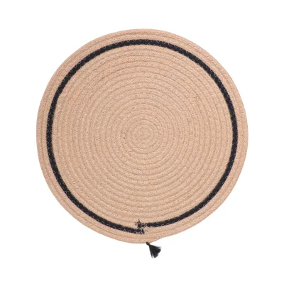 Подставка сервировочная LINENOVA, круглая, натуральный+черный, 38см фотография