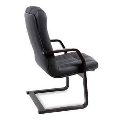 Кресло Атлант экстра короткий конференц (орех темный) кожа (черная)_4