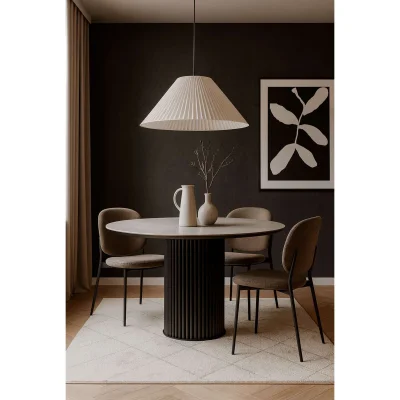 Стол ASKAR ROUND-116, нераздвижной круглый 116, AVENUE GREY PREMIUM CER/Черный_2