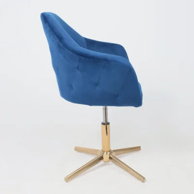 Стул DUBAI, поворотный, (синий велюр/золото)_10