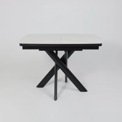 Стол LEONEL-110, раздвижной 110(145)х80, COROLLA WHITE GLOSS ST CER/Черный_15