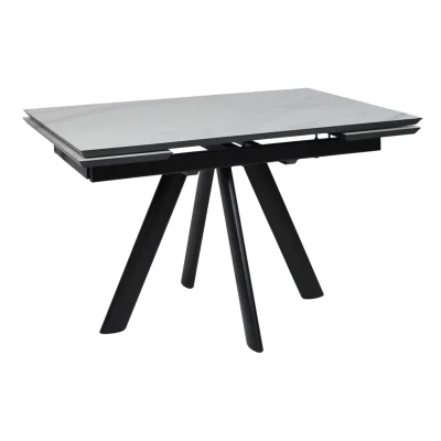 Стол JACK-120, раздвижной 120(30+30)х80, МРАМОР СВЕТЛЫЙ - COMPAKT CER/Черный фотография