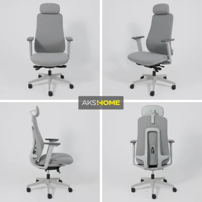 Кресло поворотное VORTEX, серая ткань/белый полиамид, коллекция AKSPRIME_3