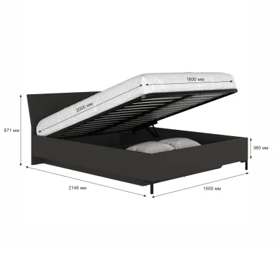 Н.м. "SAN GIMIGNANO" кровать LOZ160х200 с подъемным механизмом без основания, к.Антрацитовый/ф.Антрацитовый+Готика_4