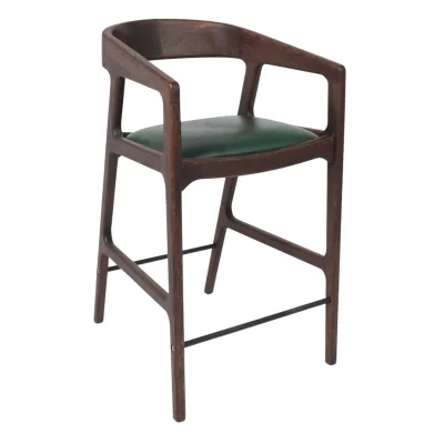 Стул полубарный ВАРДО КОМФОРТ ПЛЮС, нат. кожа зеленый/дуб натуральный/покрытие рич фотография